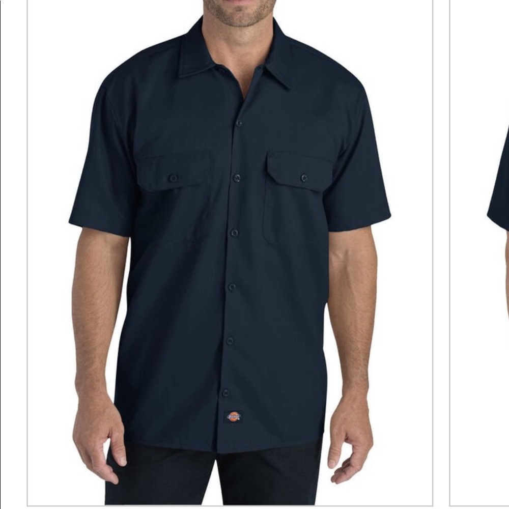 Dickies flex relaxed fit short sleeve twill work shirt - dark navy
